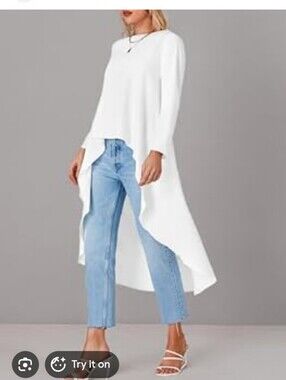 Gracia NWT White Hi-Low Short Front & Long Back.  Top Is Stretchy